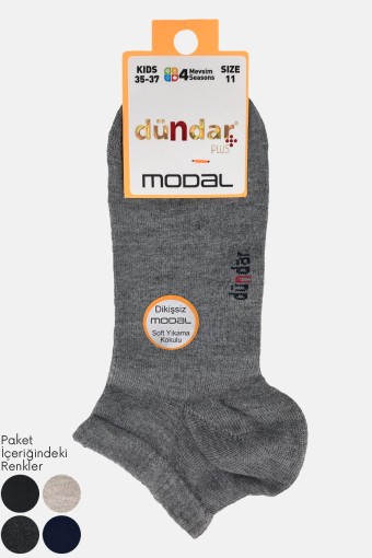 DÜNDAR - Dündar Plus Unisex Çocuk Patik Çorap Modal Dikişsiz Düz Renk - Pastel Asorti - 11 (1)
