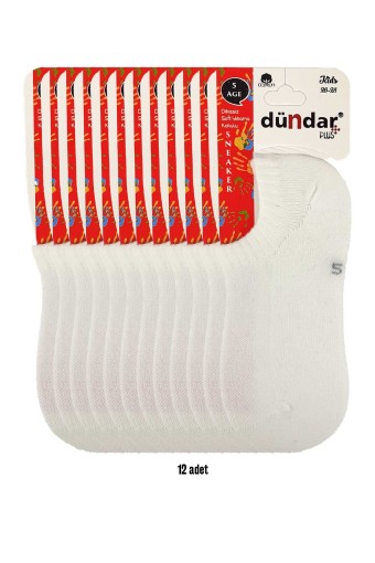 DÜNDAR - Dündar Plus Unisex Çocuk Sneaker Çorap Pamuklu Dikişsiz - Beyaz - 3 (1)