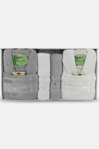 Durul Havlu - Durul Aile Bornoz Seti 10 Parça Bambu