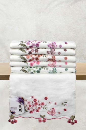 Durul Havlu - Durul Kadife 3D Nakışlı Ebrar Mutfak Havlusu 30x50