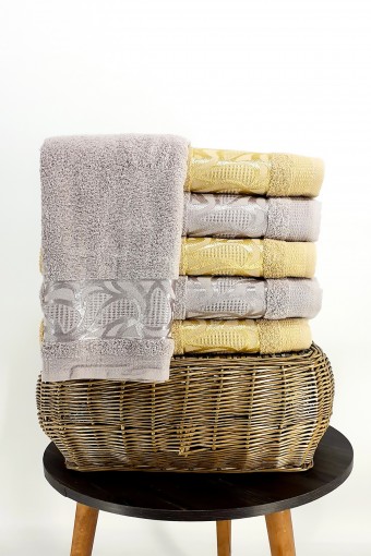 Durul Havlu - Durul Unisex Yetişkin Banyo Havlusu Ece Bukle Jakarlı Annabel Desen 70x140