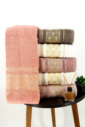 Durul Havlu - Durul Unisex Yetişkin Banyo Havlusu Ece Bukle Jakarlı Ayışığı Desen 70x140