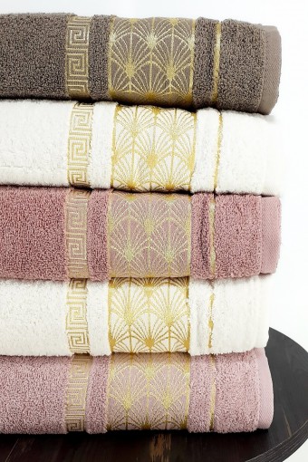 Durul Havlu - Durul Unisex Yetişkin Banyo Havlusu Ece Bukle Jakarlı Ayışığı Desen 70x140 (1)