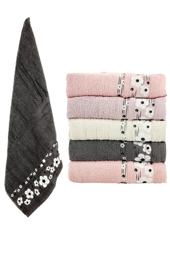 Durul Havlu - Durul Unisex Yetişkin Banyo Havlusu Ece Bukle Jakarlı Papatya Desen 70x140