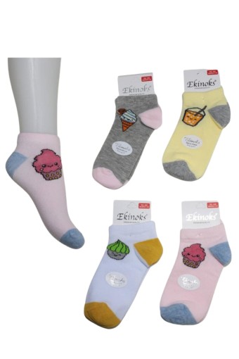 EKİNOKS - Ekinoks Kız Çocuk Havana Desen Patik Çorap