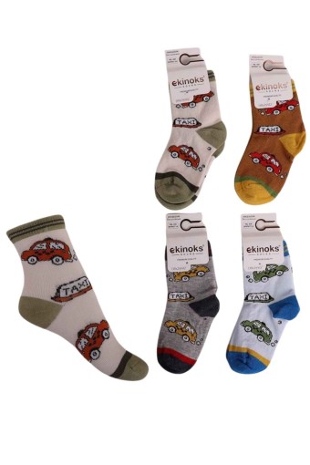 EKİNOKS - Ekinoks Erkek Bebek Alen Desenli Soket Çorap