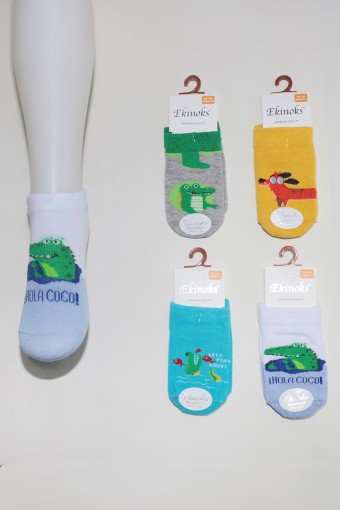 EKİNOKS - Ekinoks Erkek Bebek Patik Çorap Desenli Mutara