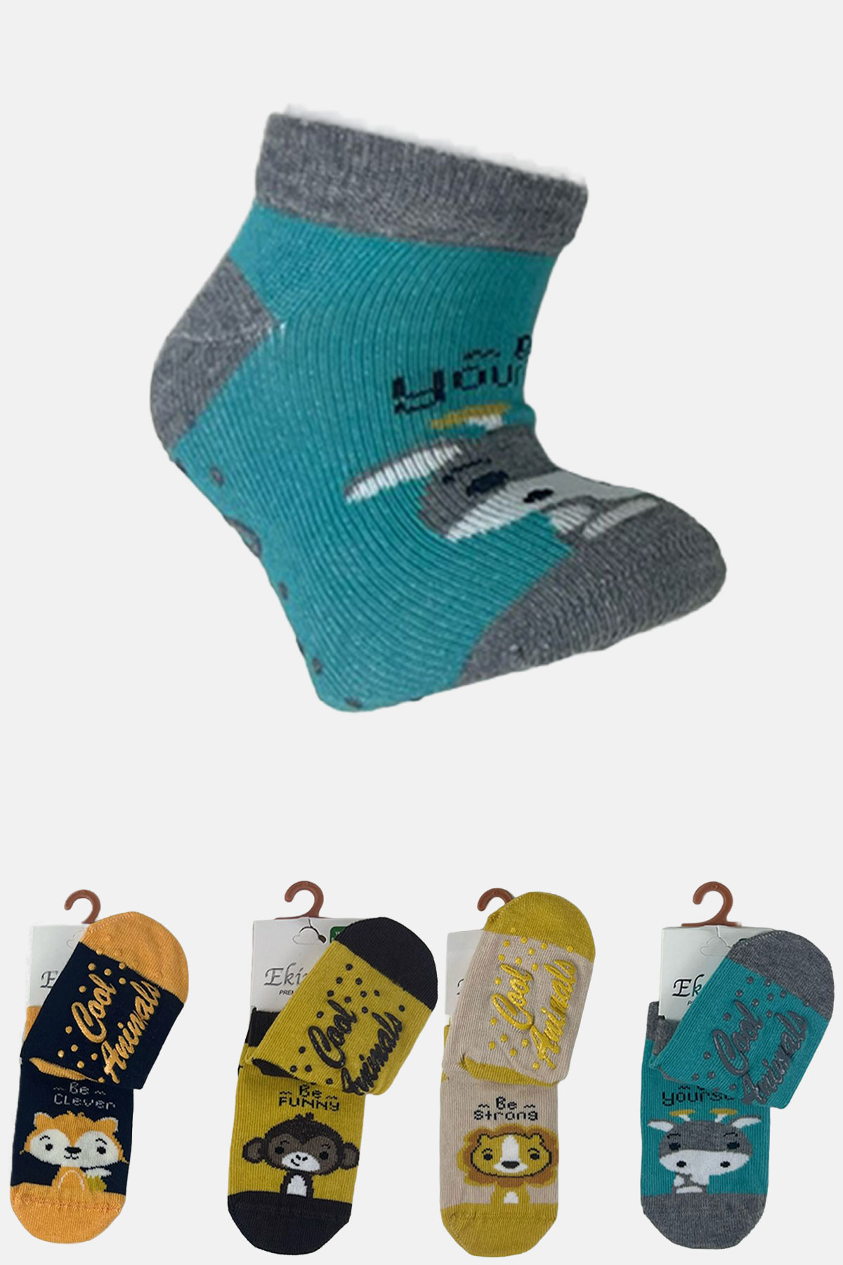 Ekinoks Erkek Bebek Patik Çorap Johnn Pamuklu - Asorti - 3-4 Yaş - Thumbnail