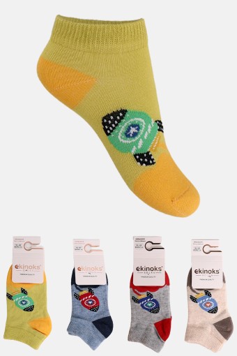 EKİNOKS - Ekinoks Erkek Bebek Patik Çorap Seka Pamuklu