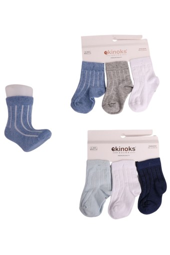 EKİNOKS - Ekinoks Erkek Bebek Soket Çorap 3'lü Ekin Desen (1)