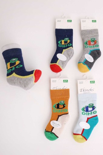 EKİNOKS - Ekinoks Erkek Bebek Soket Çorap Bogota Desen Havlu Pamuklu