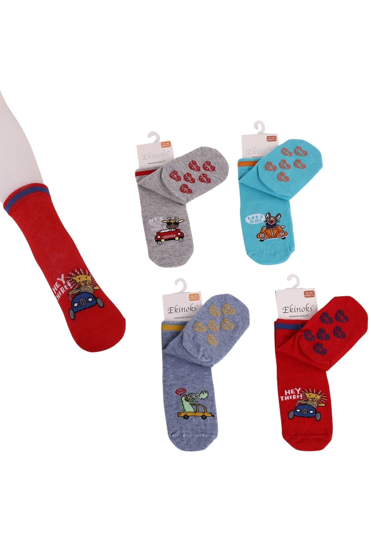 Ekinoks Erkek Bebek Soket Çorap Yazel Abs Baskılı - Thumbnail