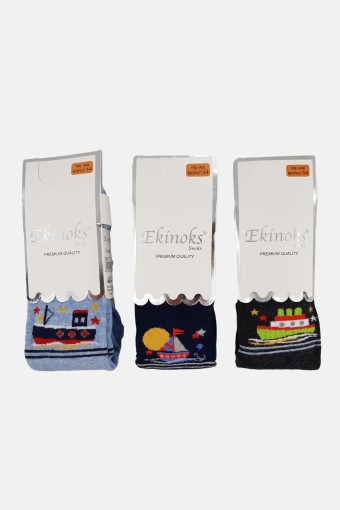 EKİNOKS - Ekinoks Erkek Çocuk Seriy Desen Külotlu Çorap - Asorti - 1-2 Yaş