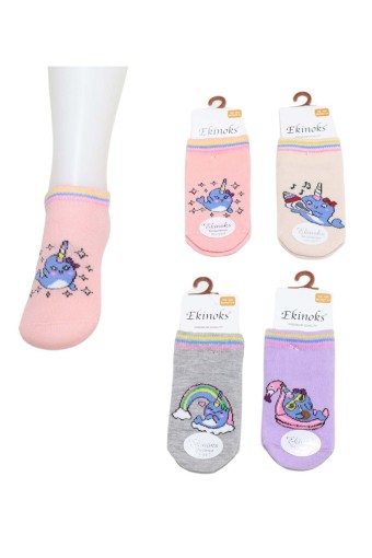 EKİNOKS - Ekinoks Kız Bebek Celia Desen Patik Çorap