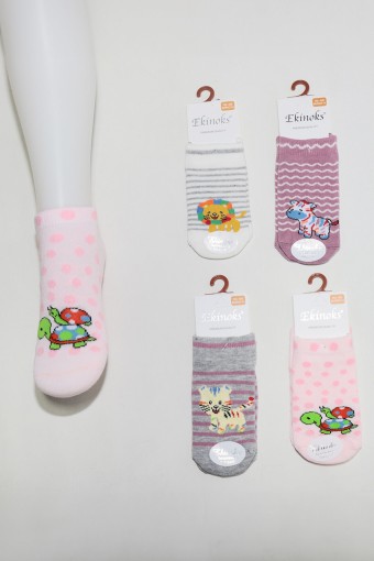 EKİNOKS - Ekinoks Kız Bebek Patik Çorap Desenli Mevsimlik Raduna