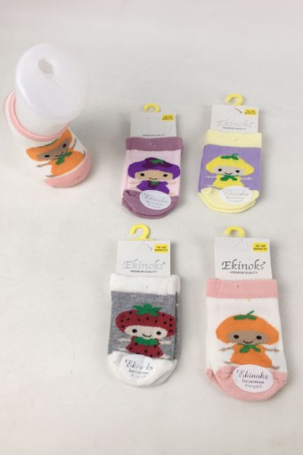 EKİNOKS - Ekinoks Kız Bebek Patik Çorap Desenli Radunass