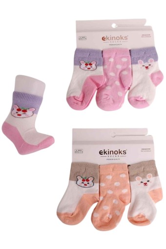 EKİNOKS - Ekinoks Kız Bebek Rabi Desenli Soket Çorap 3'lü