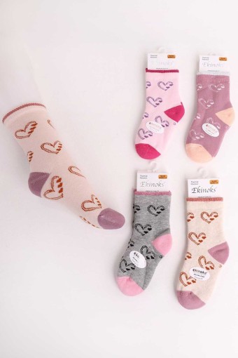 EKİNOKS - Ekinoks Kız Bebek Soket Çorap Çakır Desen Havlu Pamuklu