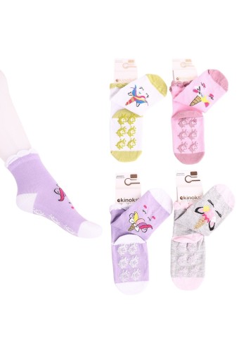 EKİNOKS - Ekinoks Kız Bebek Soket Çorap Felya Abs Baskılı (1)
