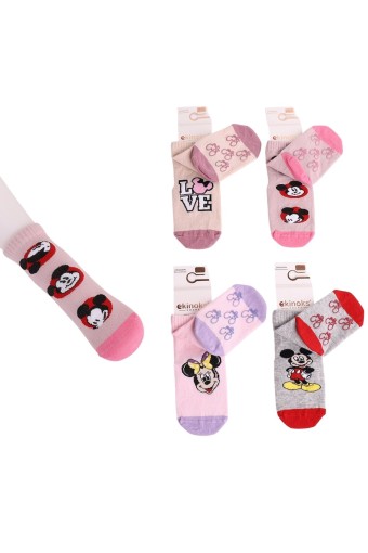 EKİNOKS - Ekinoks Kız Bebek Soket Çorap Fiola Abs Baskılı