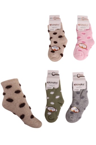 EKİNOKS - Ekinoks Kız Bebek Soket Çorap Havlu Kediko (1)