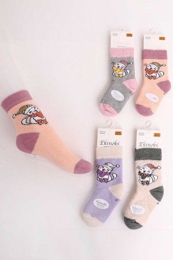 EKİNOKS - Ekinoks Kız Bebek Soket Çorap Veneti Desen Havlu Pamuklu (1)