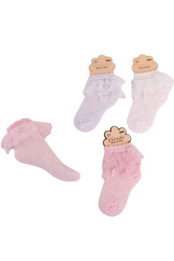 EKİNOKS - Ekinoks Kız Çocuk Ardinya Dantelli Soket Çorap