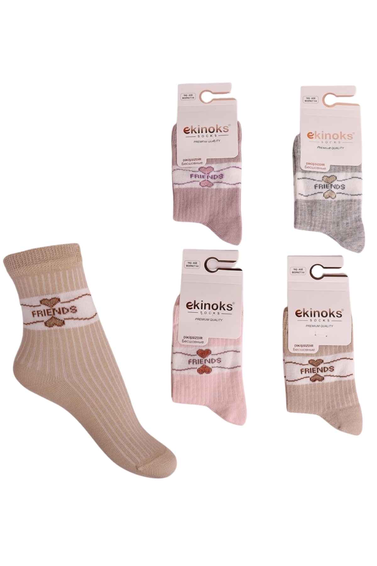 Ekinoks Kız Çocuk Friend Desenli Soket Çorap - Thumbnail