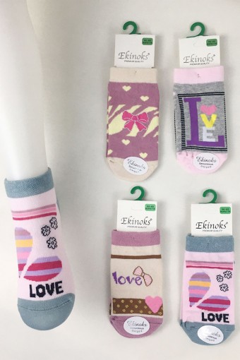 EKİNOKS - Ekinoks Kız Çocuk Patik Çorap Desenli Kusko