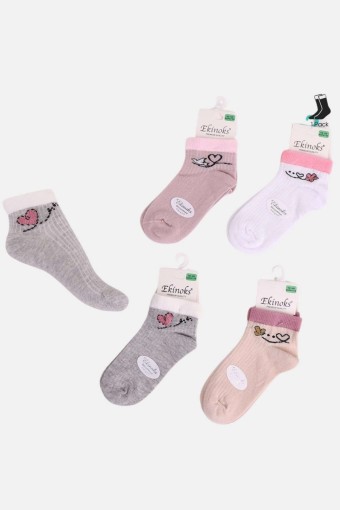 EKİNOKS - Ekinoks Kız Çocuk Patik Çorap Mav Desen