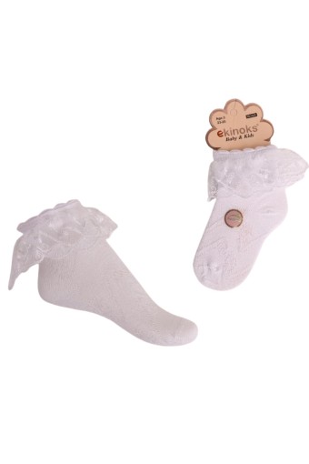 EKİNOKS - Ekinoks Kız Çocuk Soket Çorap Golden Dantelli