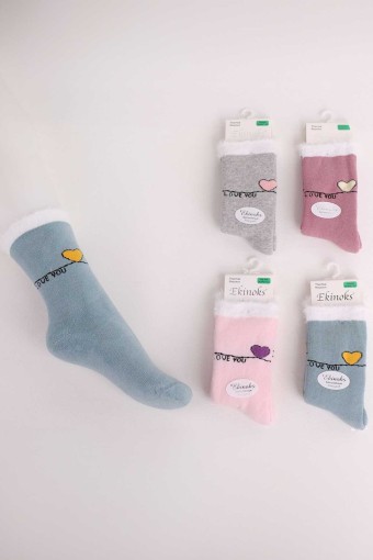 EKİNOKS - Ekinoks Kız Çocuk Soket Çorap Katya Desen Havlu Pamuklu