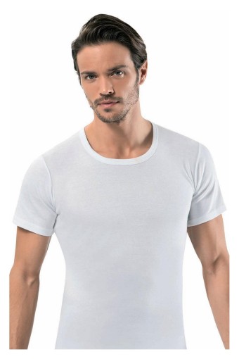 ERDEM - Erdem Erkek Atlet Ribana Bisiklet Yaka - Beyaz - 48 (M)