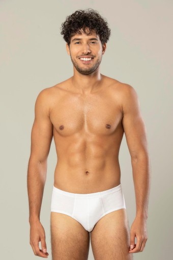 ERDEM - Erdem Erkek Bantlı Ribana Slip Külot - Beyaz - 56 (2XL)