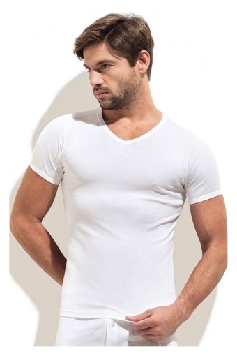 ERDEM - Erdem Erkek Kısa Kollu Atlet V Yaka - Beyaz - 4 (XL)