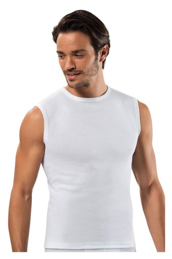 ERDEM - Erdem Erkek Pamuklu Sıfır Kol Atlet - Beyaz - 5 (2XL)