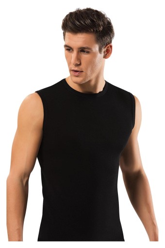 ERDEM - Erdem Erkek Pamuklu Sıfır Kol Atlet - Siyah - 5 (2XL)