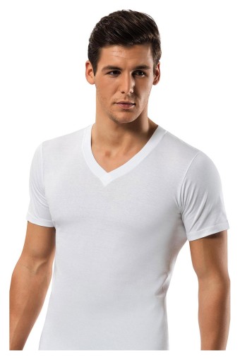 ERDEM - Erdem Erkek Yarım Kollu Atlet V Yaka - Beyaz - 4 (XL)