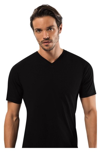 ERDEM - Erdem Erkek Yarım Kollu Atlet V Yaka - Siyah - 6 (3XL)