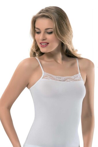 ERDEM - Erdem Kadın İp Askılı Dantelli Pamuk Atlet