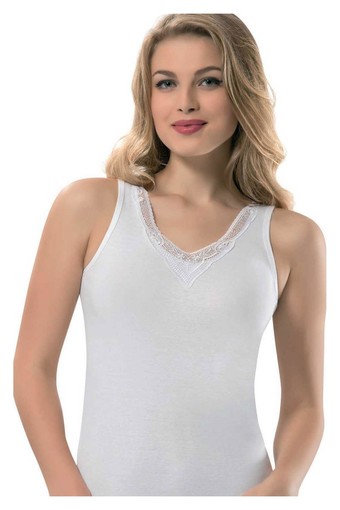 ERDEM - Erdem Kadın Kalın Askılı Güpürlü Kaşkorse Atlet