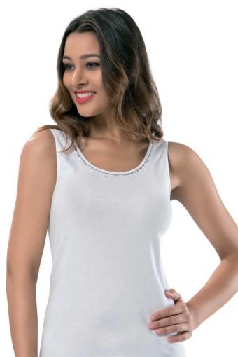 ERDEM - Erdem Kadın Kalın Askılı Kaşkorse Atlet - Beyaz - 2 (M)