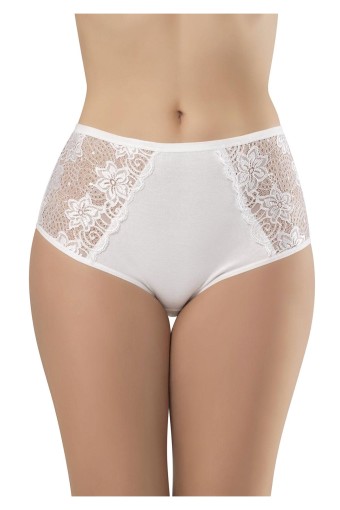 ERDEM OUTLET - Erdem Kadın Kenarı Dantelli Pamuk Bato Külot - Beyaz - 6 (3XL)