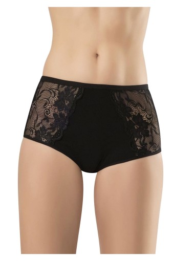 ERDEM OUTLET - Erdem Kadın Kenarı Dantelli Pamuk Bato Külot - Siyah - 6 (3XL)