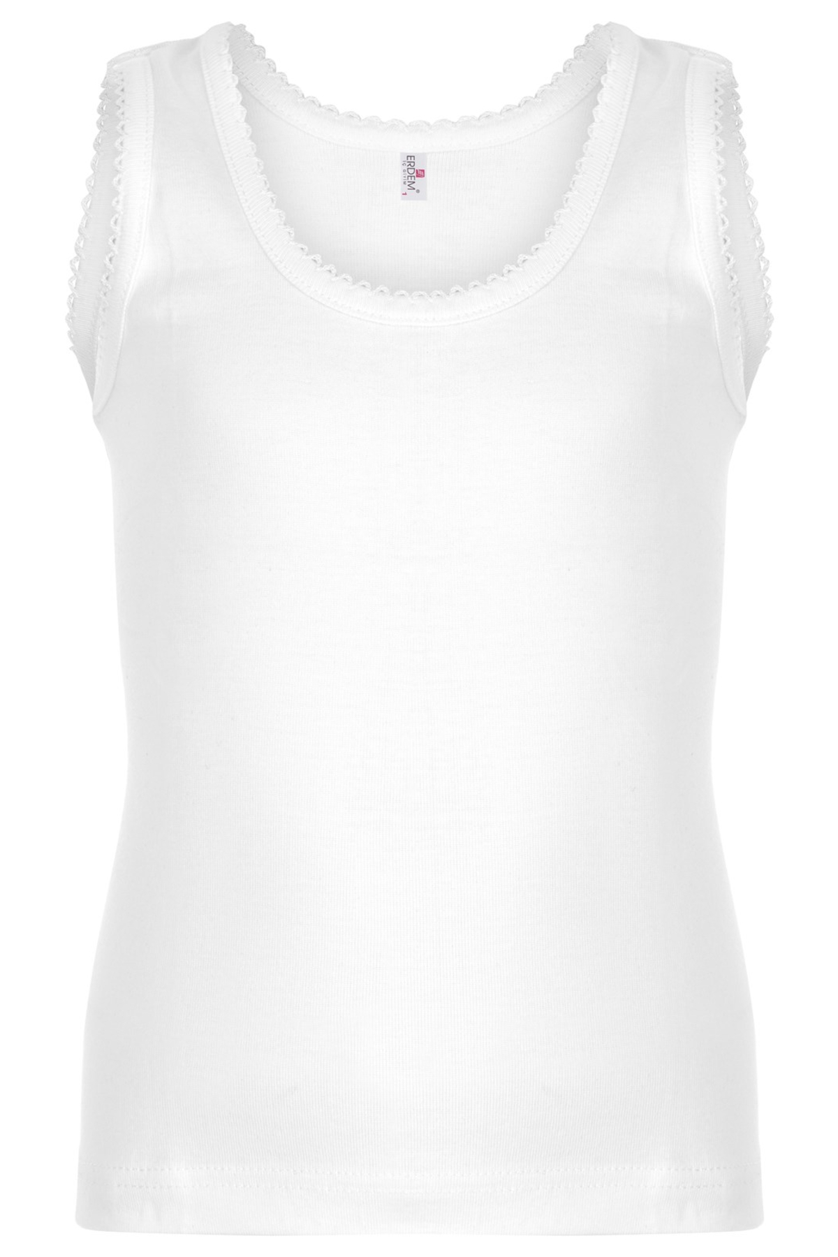 Erdem Kız Çocuk Geniş Askılı Ribana Kaşkorse Atlet - Beyaz - 1-2 Yaş - Thumbnail