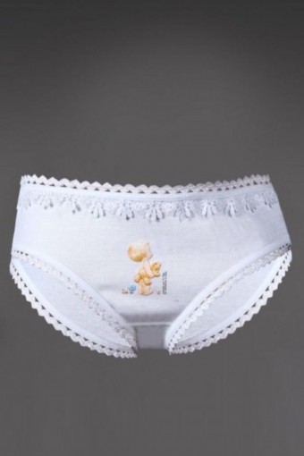 ERDEM - Erdem Kız Çocuk Baskılı Güpür Detaylı Pamuk Slip Külot