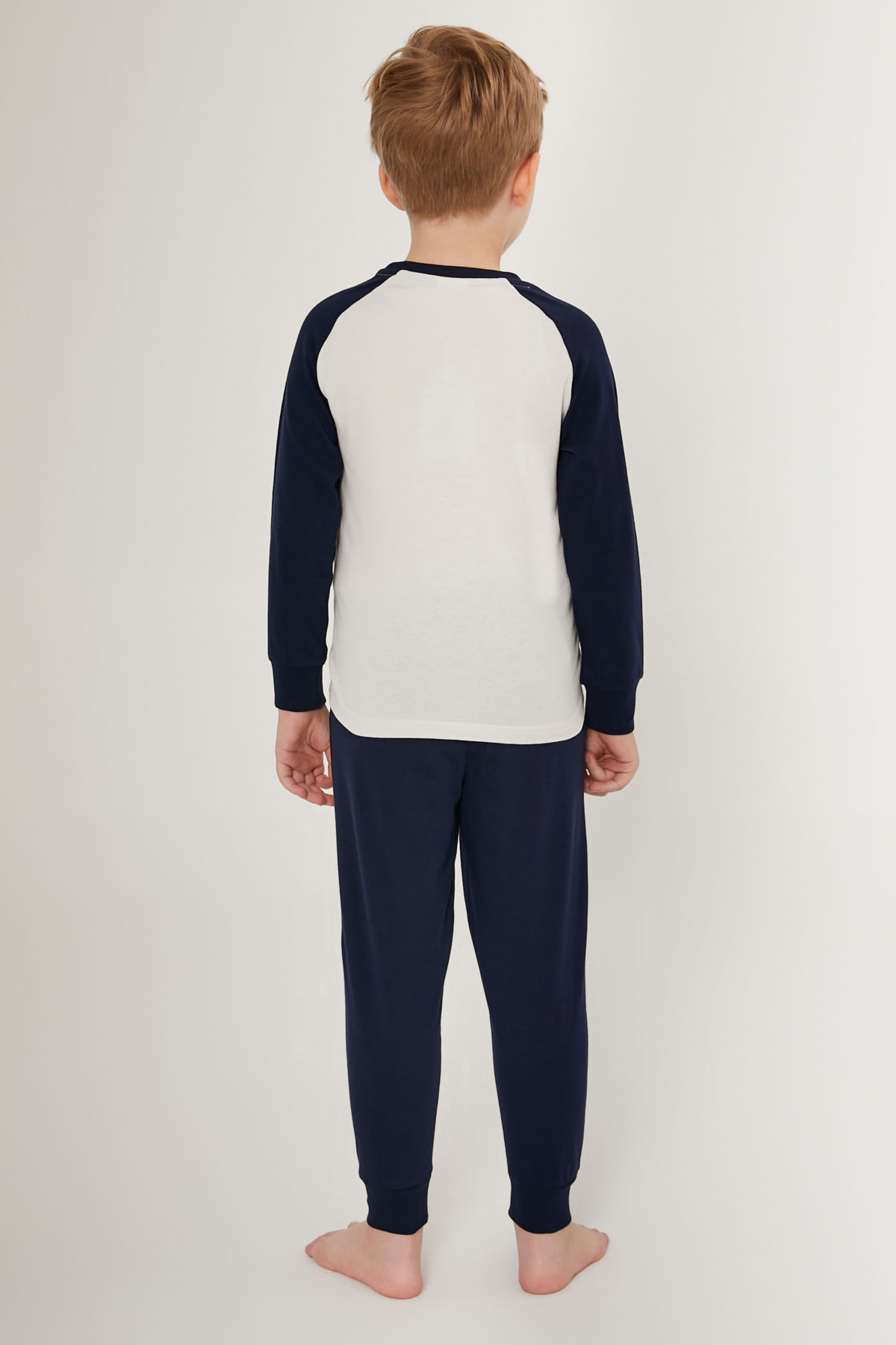 Erkek Garson Pijama Takımı Dinazor Uzun Kol Süprem Paça Manşetli - Taş - Thumbnail