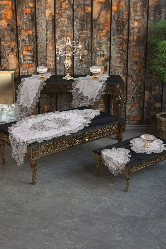 ESTELİCA - Estelica Kadife Yasemin Salon Takımı 5 Parça