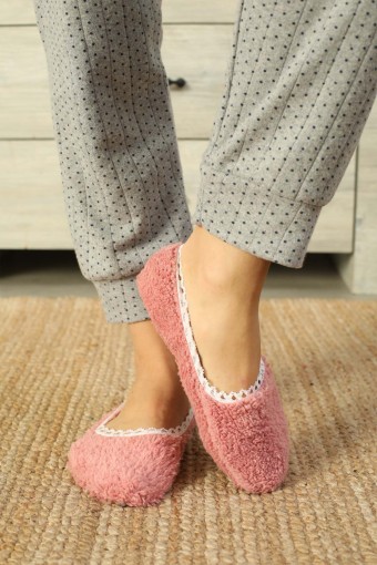 FAWN - Fawn Kadın Peluş Babet Çorap Düz Renk