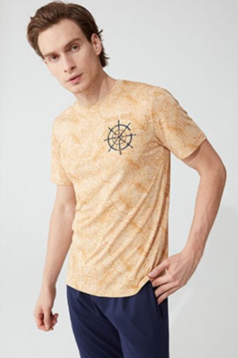 FEYZA - Feyza Erkek Pijama Takımı Kısa Kol Gemi Dümeni Desenli Viskon Polyester (1)